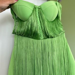 Neon green fringe dress